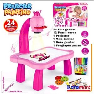 Mainan Anak Painting Learning Projector Meja Menggambar Dengan Musik