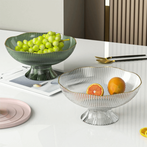 KANNERT High Feet Draining Fruit Plate Detachable Large Capacity Snack Serving Bowl Multi-Functional Strip Pattern Fruit Tray Coffee Table