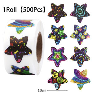 YESPERY 500 pcs/roll Laser Golden Star Stickers Student Reward Star Stickers Christmas Gifts Sticker Decorative Labels