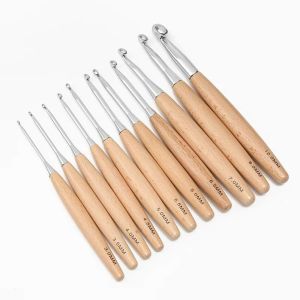 MODERNLUX 3-12mm Crochet Hooks Beech Wood Handle Long Knitting Crochet Weave Craft Wood Handle Crochet