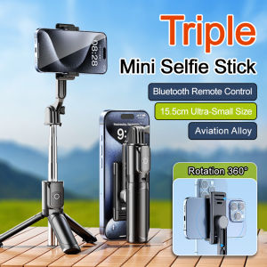 ขาตั้งกล้องแบบพกพา น้ำหนักเบา ทนทาน พร้อมรีโมทบลูทูธสำหรับถ่ายภาพท่องเที่ยวกลางแจ้ง 3 in 1 Mini Selfie Stick