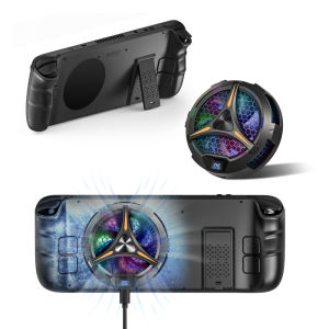 DEVASO Steam Deck Fan Cooler Semiconductor Heatsink Cooling with 7-Blade Fan/LED Temperature Display/Two-Speed Fan Settings/ 7-Color Cycle Cooler for Steam DeckLaptopipad