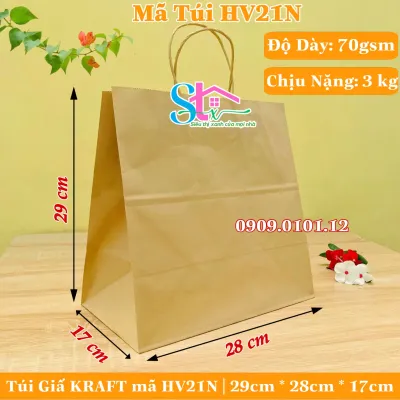 Combo 10 túi giấy kraft có quai cao cấp dày và cứng cáp túi kraft bảo vệ môi trường túi đựng quà túi giấy xi măng