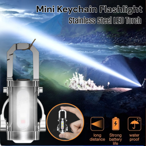 Keychain Flashlight Lightweight Led Torch Stainless Steel Waterproof Flashlight Rechargeable Portable Outdoor Led Light