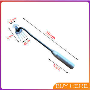 Buy Here คราดเก็บหญ้า แบบ mini อุปกรณ์ทำสวน คราดเหล็ก หัวคู่จอบขุดดิน 4 ฟัน ขุดหญ้า ขุดดิน rake