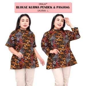 Blouse Big Size Wanita Atasan Batik Lengkap S-M-L-XL-2L-3L-4L-5L-6L-7L Model Blus Jumbo Kerja Batik / Pakaian Batik LD 140 Kekinian / Blus Kerja Seragam Wanita