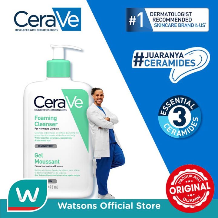 "Cerave Foaming Cleanser Gentle Face Wash with Ceramide for Oily Skin
