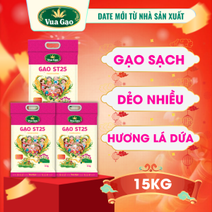 [Siêu Sale Tết] ( Date mới - Hỏa tốc ) Combo 3 Túi Gạo ST25 5kg - Chính Hãng Vua Gạo - Gạo Thơm Ngon Dẻo Nhiều Vị Đậm Đà - Top 1 Thế Giới 2019