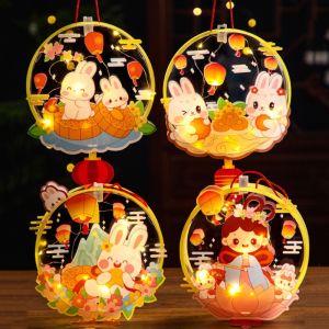 OTYRF PVC Middle Autumn Festival Lantern Chinese DIY Craft Ancient Style Handheld Lantern Portable Handmade Mid Autumn Rabbit Lantern Moon Festival