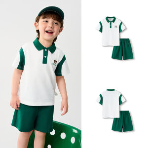 Balabala bé trai Bộ đồ hai mảnh mỏng mùa hè phong cách trường học 2025