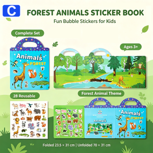 Kids DIY Quiet Book Jelly Bubble Stickers Re‑Stickable No Residue 12 Themes Educational Imagination Fine Motor Skill Activity Toy