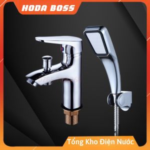 Củ vòi Lavabo liền sen nóng lạnh 1 chân HODABOSS Vòi đồng thau mạ NIKEN sáng bóng dùng cho phòng tắm có diện tích nhỏ