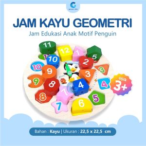 Jam Geometri Kartun Penguin Edukasi Anak Belajar