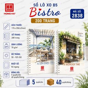 Sổ lò xo B5 Hồng Hà Bistro 200 trang - 2838