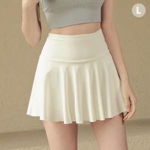 FASHLOVER Sports short skirt womens summer yoga skirt tennis white pleated skirt anti glare