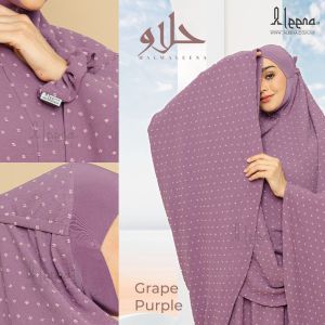 Telekung Aleena HALWALEENA in Grape Purple + Free Box + Scrunchies