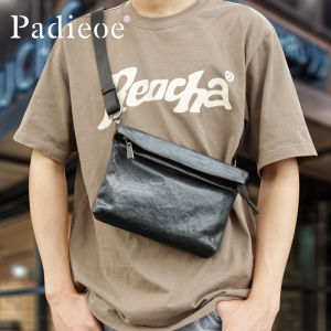 PADIEOE mens crossbody bag large capacity single shoulder bag mens crossbody bag cowhide crossbody backpack mens bag