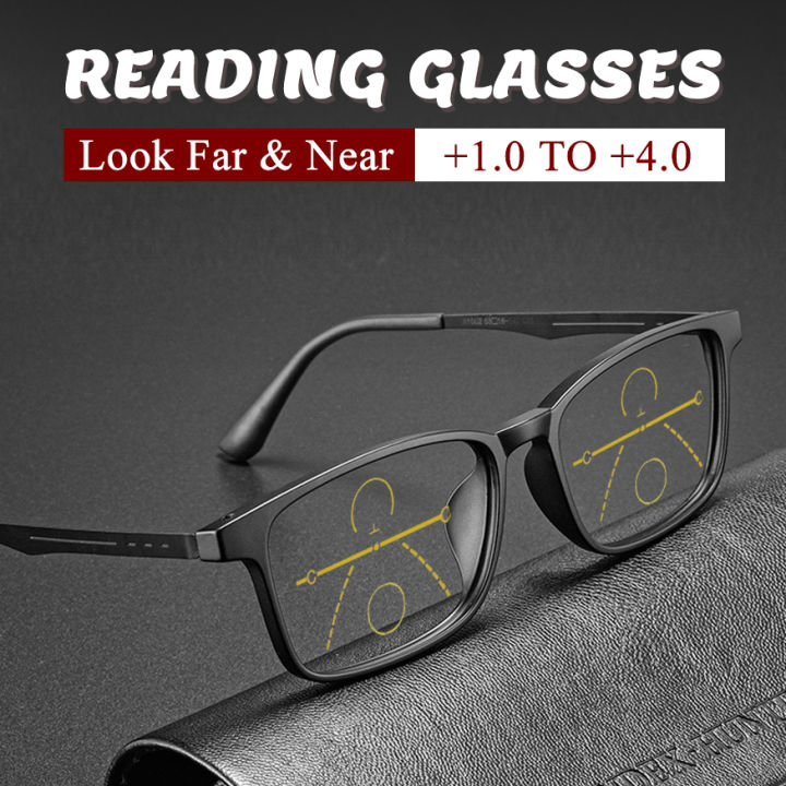Tr90 Titanium Multifocal Reading Glasses For Men Women Anti Blue Light Blocking Lenses