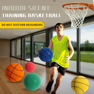 GYMPRO Silent Kids Toy Bouncy Ball 15/18/21/24CM Large Stretch Basketball Soccer Ball Baby Indoor Training Silent Medicine Ball Indoor Mute Ball Toy Childrens Home Silent Pat Ball Basketball Football Baby Training with Frame Rubber Ball
