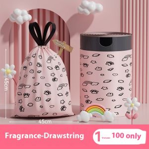 ASRV Argy Wormwood Mosquito Repellent Garbage Bag 100 PCs Household Drawstring Tear-Free Garbage Bag Thickened Not Easy to Break Drawstring Garbage Bag