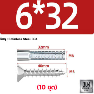 พุกเหล็ก+สกรู แพ็ค10ชุด พุกยึดอิฐมวลเบา สำหรับงานปูน อิฐมวลเบา SUS304 Matel Plug with teeth (MPT&S)