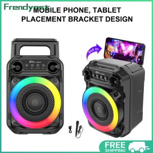 COD [Free Shipping] High-Quality Bluetooth Portable Speaker with Microphone RGB Lights for Karaoke and Outdoor Gatherings