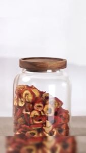 Large‑Capacity Glass Sealed Jar With Wooden Lid Big Kitchen Food Storage Container 1L 1.2L