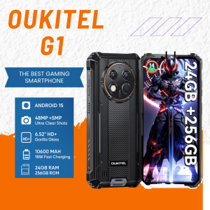 Oukitel G1 Tough Phone | 24GB RAM+256GB ROM | 48MP +5 MP Camera | Android 15 | 10600mAh Battery