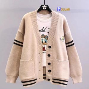 Áo Khoác Cardigan Len Dáng Rộng Dệt kim nhiều màu chất len mềm mịn dày dặn free size(40-60)kg YOLUMI