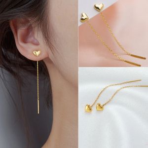 Khuyên tai thả tòn ten mặt trái tim nhỏ titan không đen gỉ (1 đôi)