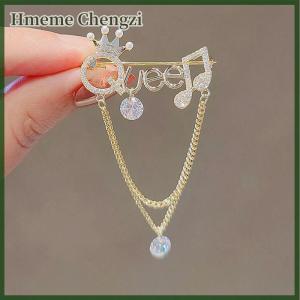 Hmeme Rhinestone Queen Crown Angel English Letter Tassel Brooch Pin for Women Fashion Accessories Hijab Pin Jewelry Gift