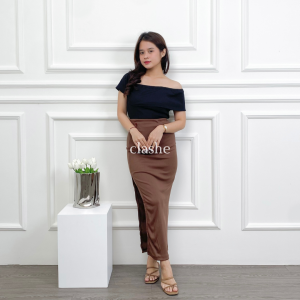 Yema Skirt Rok Rib Wanita Korean Style Terbaru Kekinian Viral by Clashe