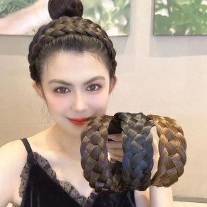 BINOCUL หวานหวานแหววว เรโทร บิดถักเปีย สิ่งประดิษฐ์ด้านบน Cranial สูง ก้างปลาถักเปีย ปีกกว้างกว้าง หมวกสไตล์เกาหลี ที่คาดผมผู้หญิง ห่วงผมกว้าง ที่คาดผมวิกผม