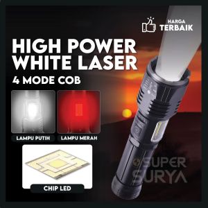 Senter Laser Fokus Super Terang COB 7 Mode Cahaya XHP50 Flashlight Swat Zoom