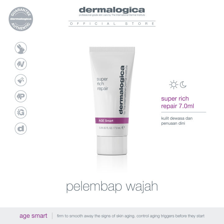 [Travel Size] DERMALOGICA Super Rich Moisturizer 7 mL - Pelembab Wajah untuk kulit kering dan dehidrasi / kehilangan kekencangan dan elastisitas [ Powerful peptides | Shea Butter | Oil of Evening Primrose ]