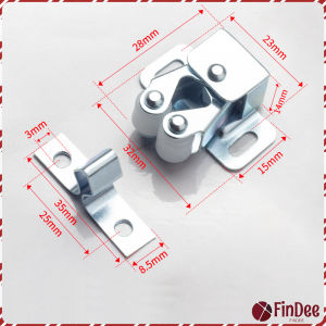 FinDee กลอนล็อคประตูตู้ ลูกกลิ้งคู่ อุปกรณ์สลักสลักฮาร์ดแวร์ ตัวล็อกล้อเลื่อน cabinet lock