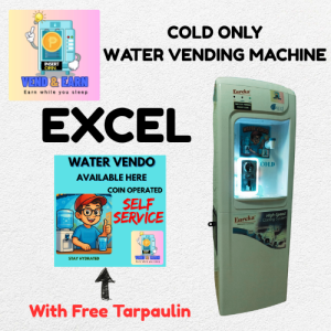 WATER VENDO (FREE TARPAULIN)- UNIVERSAL COINSLOT (HOT AND COLD WATER) - WATER VENDING TUBIG MACHINE - HULOG-HULOG COINS TUBIG MACHINE - EUREKA EXCEL BRAND FAST COOLING MACHINE