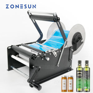 ZONESUN ZS-50W Sleeve Manual Mineral Water Plastic Round Bottle Labeling Machine For Round Bottles Sticker Label Packing Machine