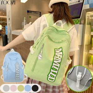 YOOXI กระเป๋านักเรียนหญิงสบาย ๆ สไตล์เกาหลีแฟชั่นกระเป๋าเป้สะพายหลังความจุขนาดใหญ่