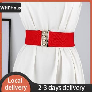 [COD] WHPHous Ship within 24 hours Womens Wide Elastic Waist Belt Fashion Simple Metal Buckle Waistband Corset Cinch Belt Dress Stretchy Belts