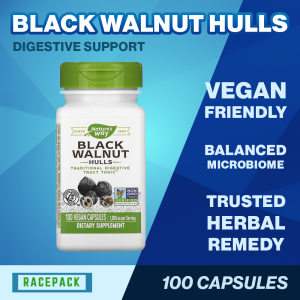 Natures Way Black Walnut Hulls 900 mg 100 Vegan Capsules 1000mg per serving Traditional Herb