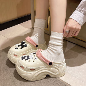 [Free Shipping] Womens high-heeled perforated sandals for outdoor wear summer height-increasing shoes that make legs look longer closed-toe beach sandals