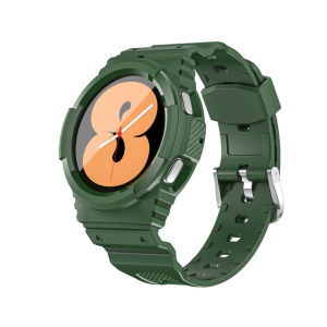 JANSIN Case+Watchband for Samsung Galaxy Watch 4 40mm 44mm Straps Accessories Sport Silicone No Gaps Replacement Bracelet Wrist Bands