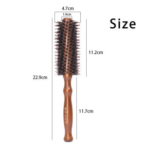 Natural Boar Bristle Hair Roller Brush Wood Handle Curly Hair Comb Salon Hair Care For Men Women