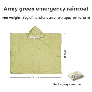 NAELIN 1Pcs Hooded Sleeve Emergency Raincoat Hiking Travel Tent Rainwear Waterproof Camping Rain Poncho Heat Reflective Outdoor Rain Cover