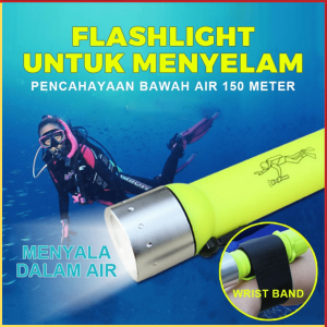 PROMO TERBARU Senter Selam Flashlight For Diving CREE 3W LED Lampu Anti Air Cahaya Tahan Dalam Laut Nyelam Light Multifungsi