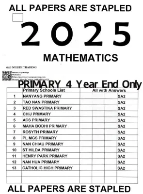 2025 Singapore Primary School Past Year Exam Papers | P3 P4 P5 Year-End Examination Papers | Top School Exam Papers with Answers | English Math Science Chinese