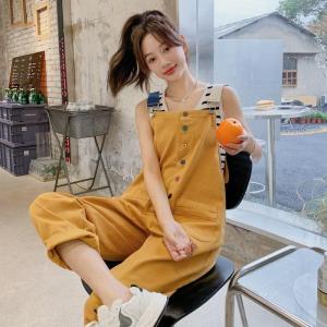 Overall Kasual Longgar Wanita Berwarna Kuning