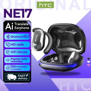 HTC NE17 Al Smart Real-Time Translation Wireless Earphones Bluetooth 6.0 With LED Display Business Earbuds with Mic Waterproof IPX5