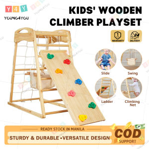 Y4Y 7-in-1 Wood Indoor Wooden Climbing Frame For Kids 3-8 Years Montessori Sensory Training Toys Outdoor Play Set